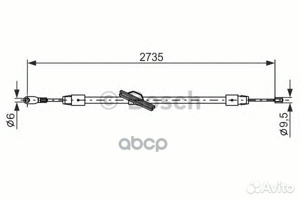 Трос ручника передний L2735/2590 MB W203/C209