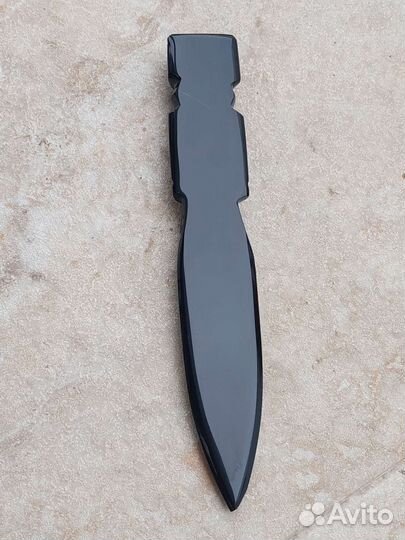 Нож декоративный обсидиан Майя Мексика гравировка