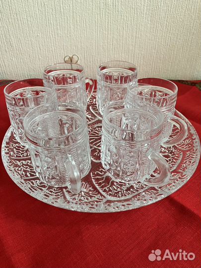 Хрустальные чашки с блюдом СССР