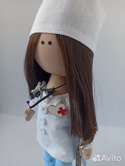 Кукла текстиль интерьерная Handmade врач подарок