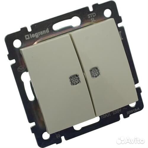 Выключатель Legrand Valena 2 клавиши без подсветки
