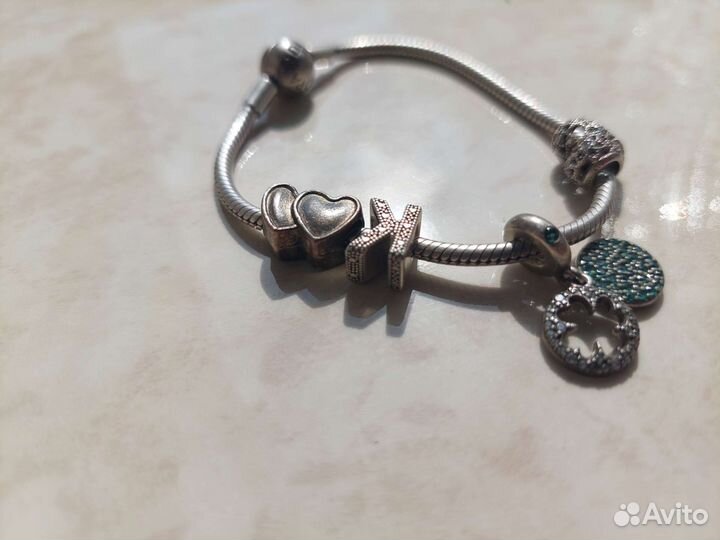 Серебряный браслет пандора с шариками