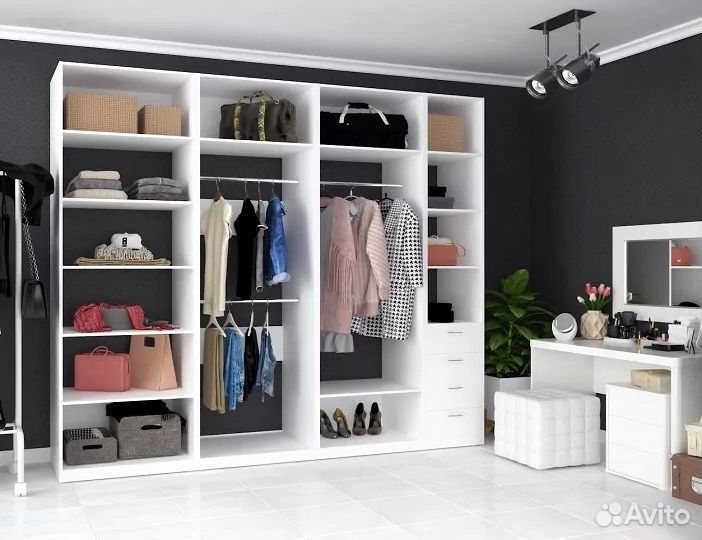 Гардеробная на заказ, производство мебели