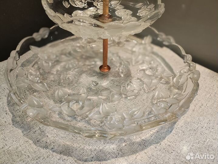 Большая фруктовница этажерка Розы стекло металл