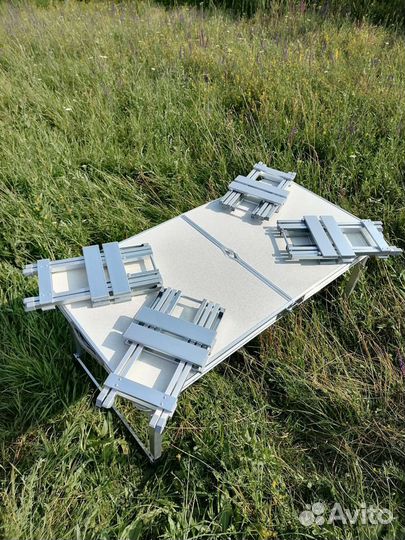 Складной туристический стол + 4 алюминиевых стула