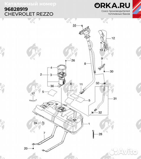 Топливный бак Chevrolet Rezzo