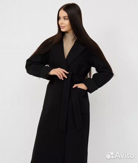 Пальто черное длинное 44