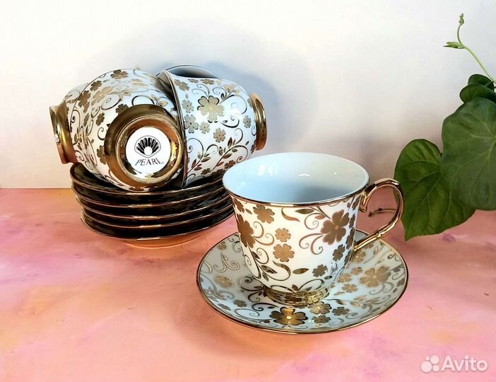 Кофейная Пара Pearl, фарфор с позолотой, Китай