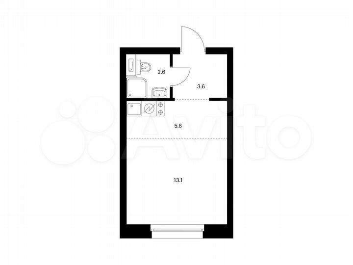 Квартира-студия, 25,1 м², 18/53 эт.