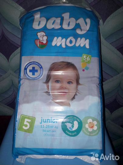 Подгузники Baby Mom размер 5 (11-25 кг) 56 шт