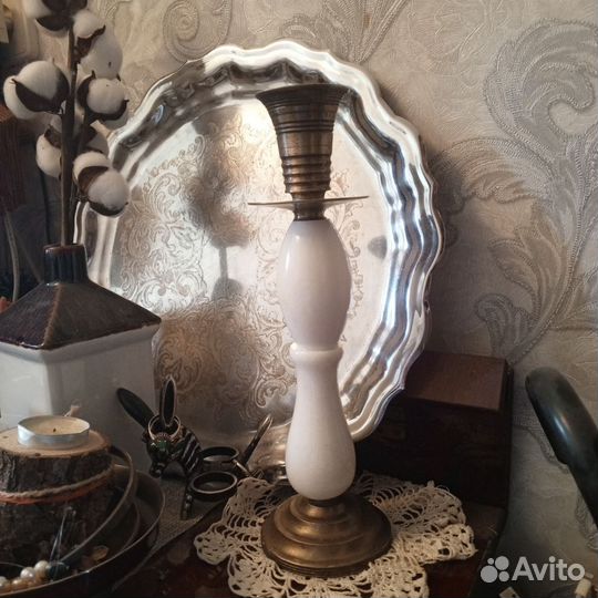 Подсвечник мрамор латунь