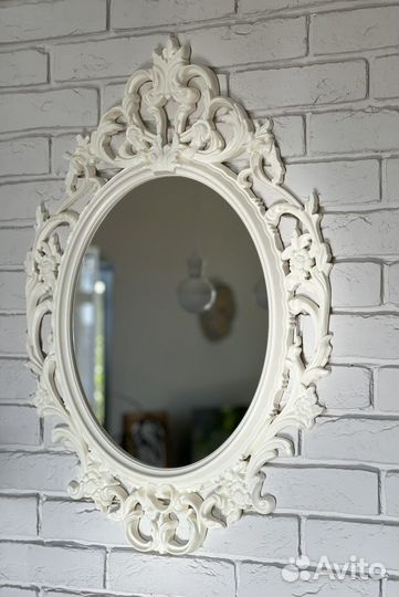 Икеа зеркало викерсунд овал белый 59x85 см