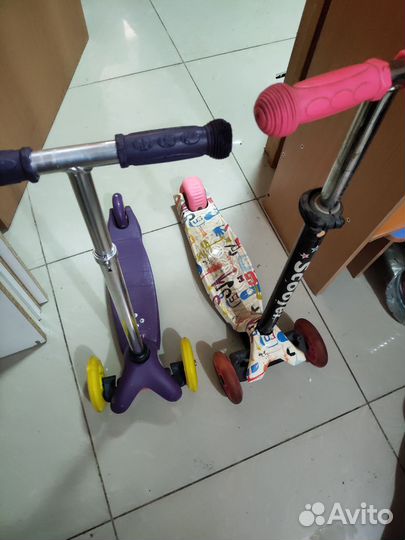 2шт самокат с тормозом трехколесный