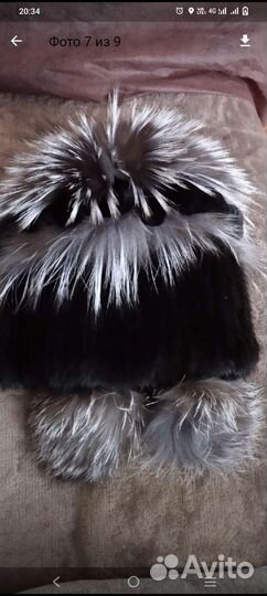 Шапка норковая вязаная женская