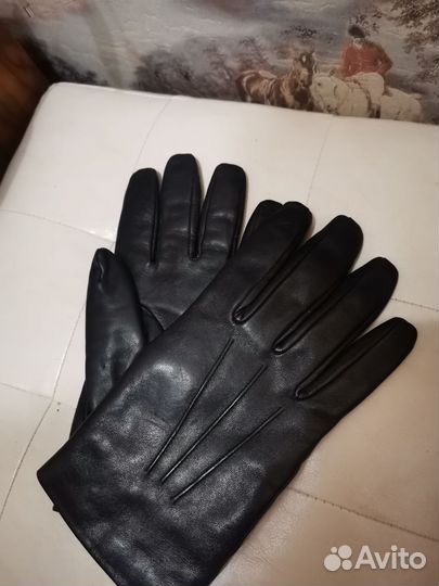 Мужские кожаные перчатки с мехом