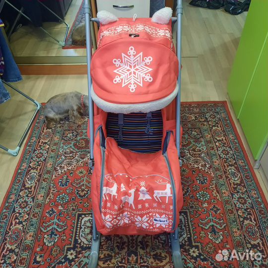 Детские зимние санки коляска