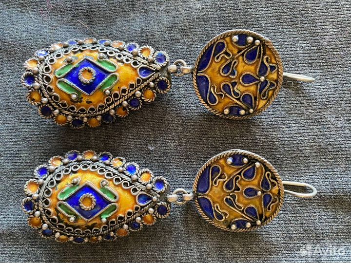 Серьги серебро, эмаль