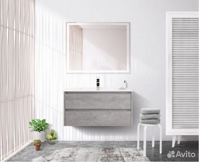 Тумба с раковиной BelBagno Kraft 90-BB900ETL Cemento Grigio