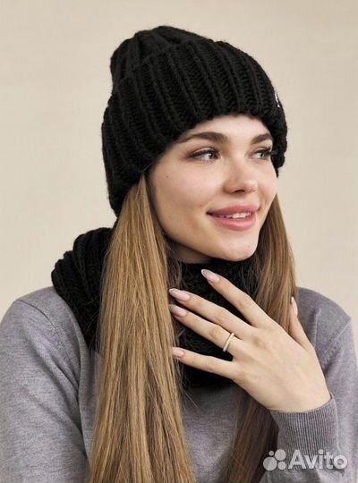 Шапка со снудом женская новая