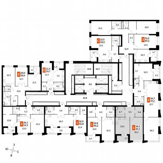 1-к. квартира, 45,5 м², 16/43 эт.