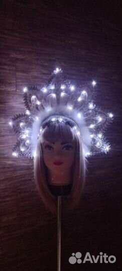 Кокошник Снегурочки светящ.Новый