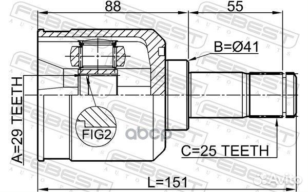 Шрус внутренний перед лев 0411CY2AT Febest