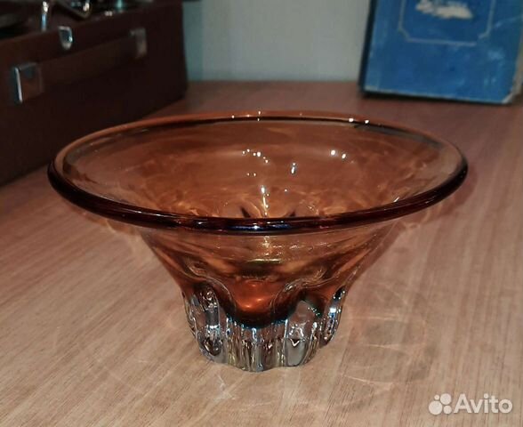 Ваза конфетница, медовое стекло, СССР