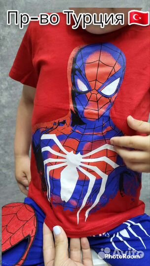 Костюм человек паук футболка+шорты+маска в подарок