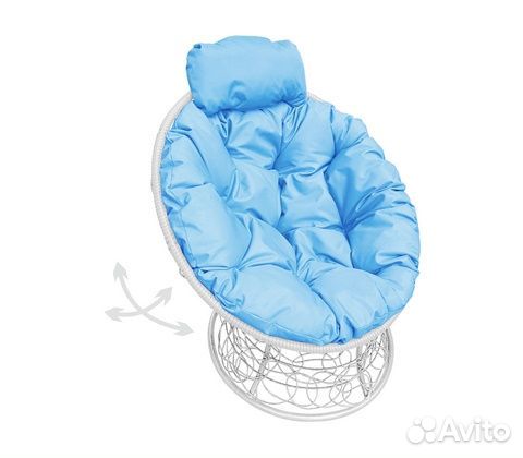 Кресло папасан пружинка мини с ротангом (белое, го