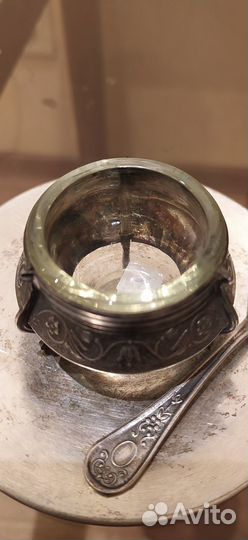 Солянка, ложечка мельхиор, блюдце