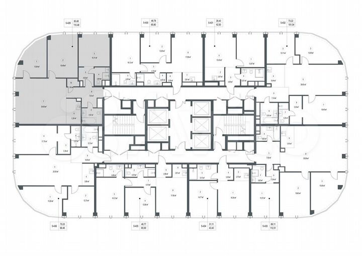3-к. квартира, 110,5 м², 49/57 эт.