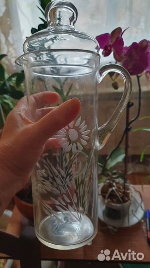 Кувшин с крышкой хрустальный СССР
