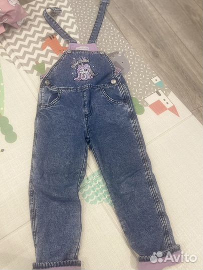Джинсовый комбинезон для девочки утепленный