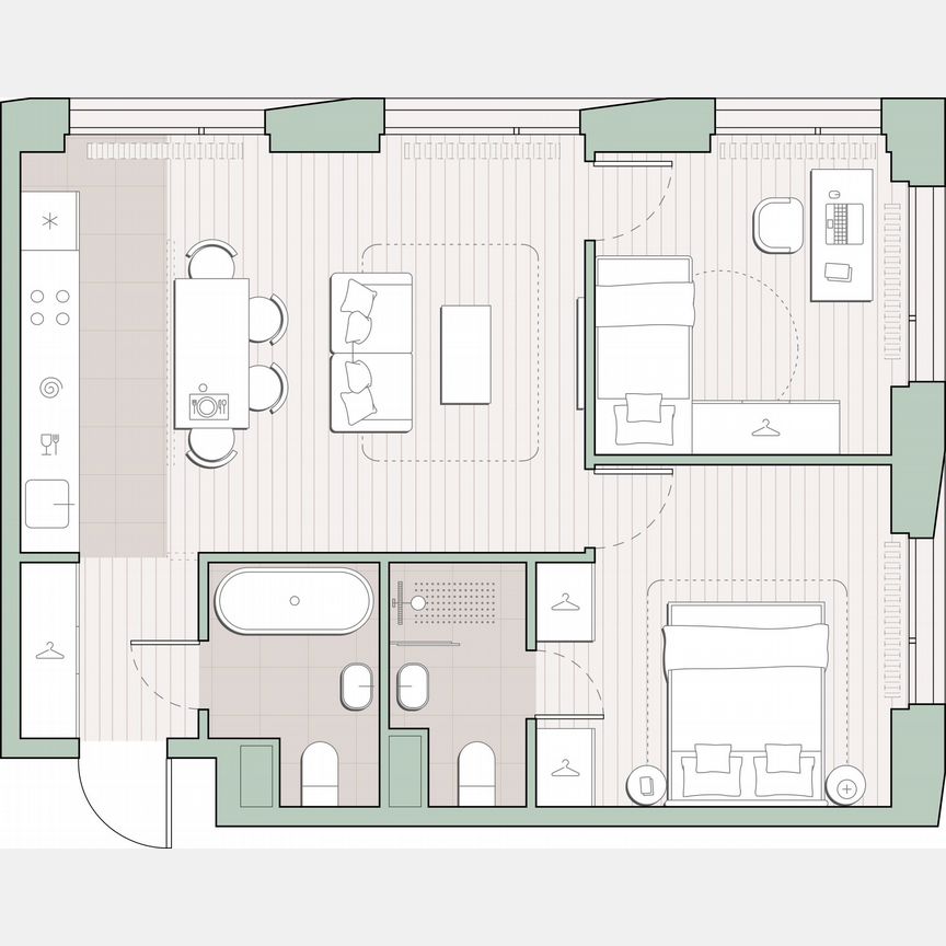 2-к. квартира, 57,7 м², 19/27 эт.