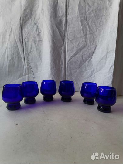 Рюмка богемия синие стекло набор СССР