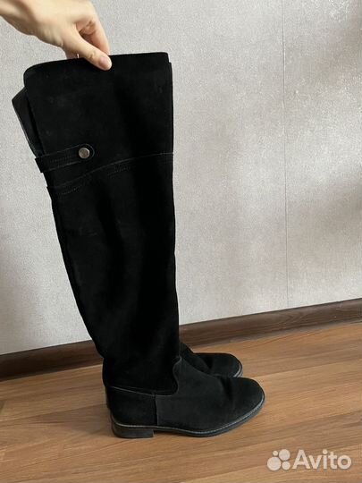 Сапоги зимние ботфорты замша