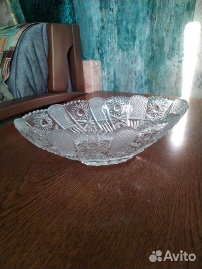 Ваза хрустальная для фруктов ладья СССР