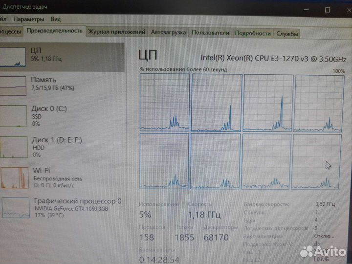 Комплект e3 1270 v3+кулер+мат плата+озу