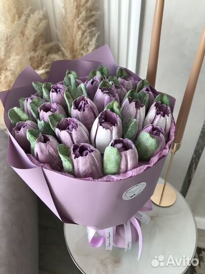 Зефирный букет, букет тюльпанов