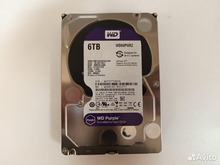Жесткий диск WD Purple (WD40purx) 6Тб