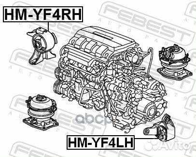 Подушка двигателя правая (гидравлическая) HM-YF4RH
