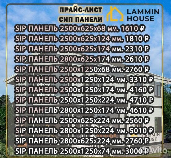 Сип SIP панели OSB. Размер 2500*1250*68 мм
