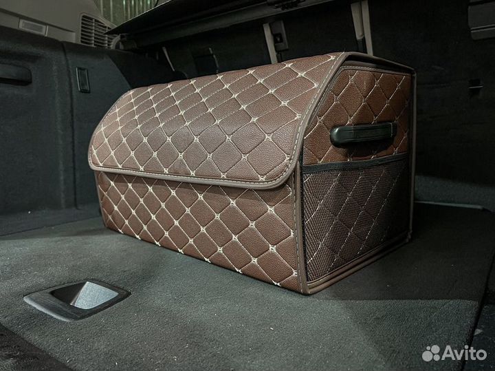 Органайзер L коричневый, белая строчка