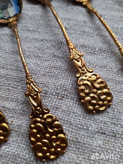 Ложки/Новосибирск/эмаль/позолота