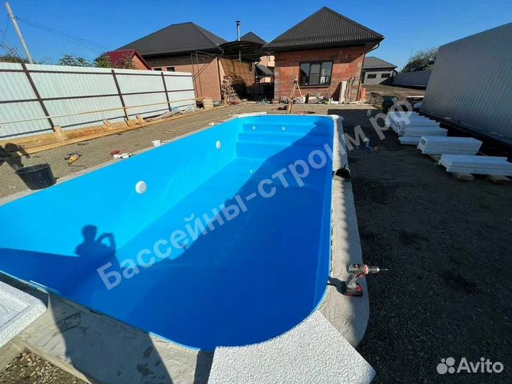 Бассейн 8х3,5х1,5 от производителя,ступени Прямые