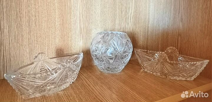 Хрустальная ваза ладья конфетница Г.-Хрустальный