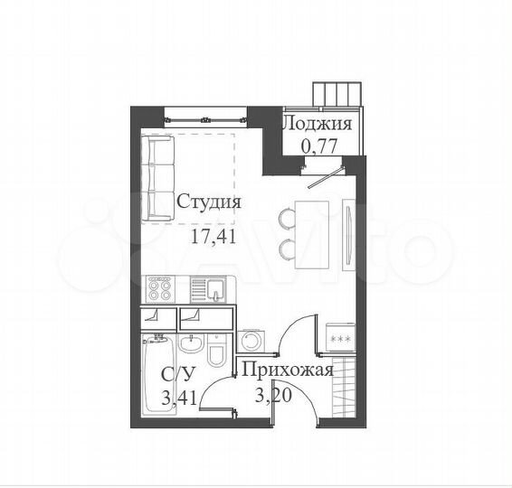 1-к. квартира, 26 м², 2/25 эт.