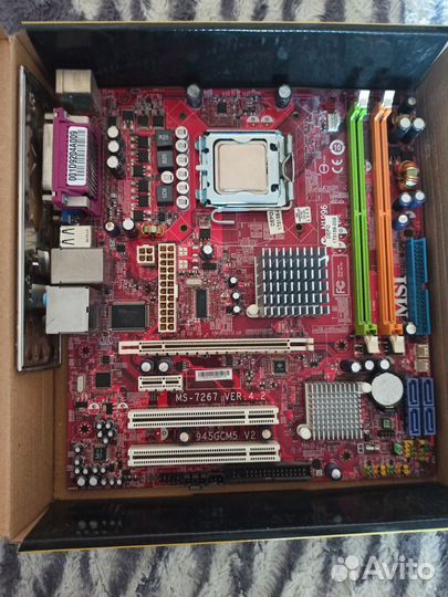 Материнская плата MSI 775, core 2 duo, celeron