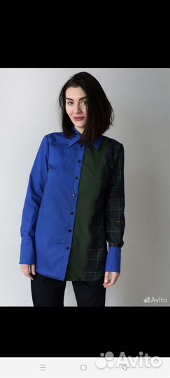 Рубашка колор блок теплая