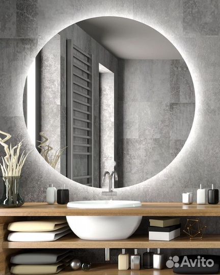 Круглое зеркало 90 см с подсветкой и обогревом